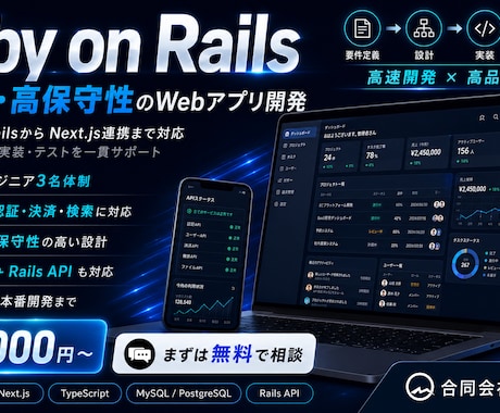 Railsで高品質なWebアプリを開発します 堅牢なRailsとモダンUIで事業を素早く形に イメージ1