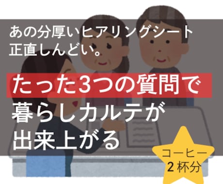 家づくり迷子必見！理想の暮らしをカルテにまとめます コーヒー２杯分の価格で家づくりのモヤモヤをすっきり解消！ イメージ1