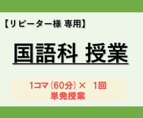 単発授業！国語60分指導します ご新規様はご購入いただけせん！60分×1コマの国語授業 イメージ1