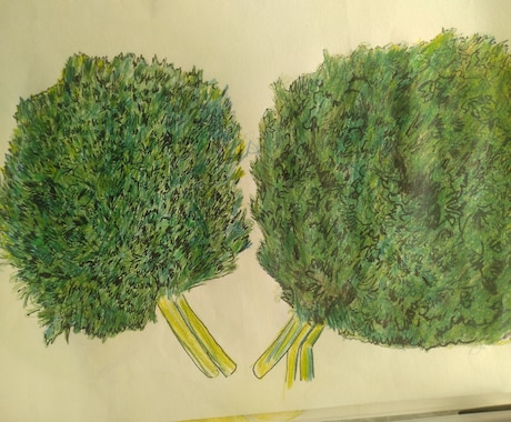 野菜のイラスト、葉の部分の表現　教えてます 初心者向けです。色鉛筆がです。特に緑色の葉野菜おすすめです。 イメージ1