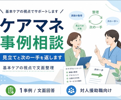 ケアマネ事例の見立てと次の一手を返します 基本ケアの視点で文面整理します イメージ1