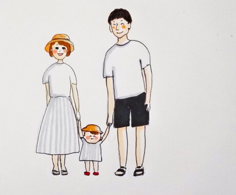 おしゃれに全身の手書き似顔絵描きます カップル、家族、子供、両親、敬老の日のプレゼントに イメージ2