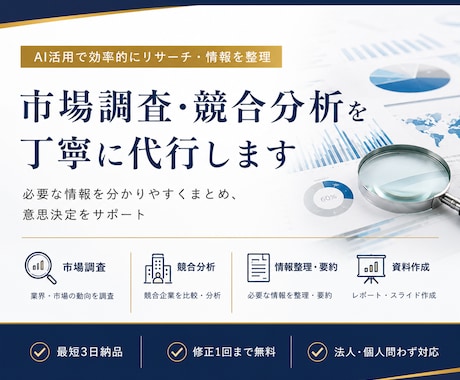 市場調査・分析を丁寧に代行し、資料作成まで行います イメージ1