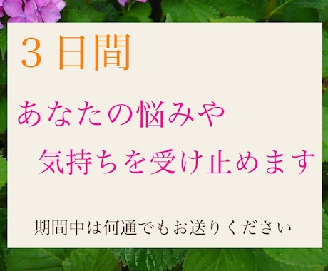 3日間、あなたの悩みや気持ちを受け止めます 否定をせず、ありのまま、あなたの心に寄り添います イメージ1