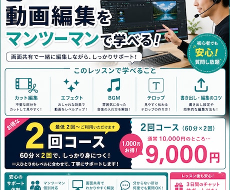 動画編集の基礎、Filmoraの使い方教えます Filmora初心者向け！マンツーマンレッスンします！ イメージ1