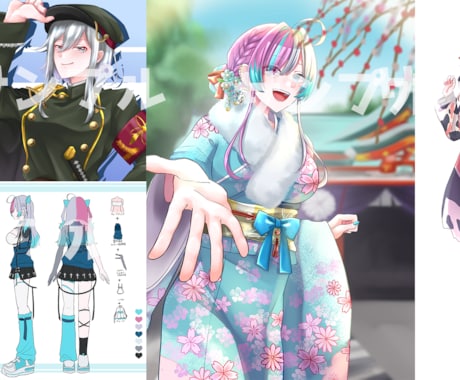 ヘッダー、サムネ、一枚絵、ゲーム立ち絵お描きします かっこいいイラストもかわいいイラストも様々な絵柄お描きします イメージ2