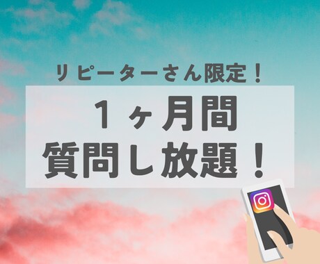 1ヶ月間インスタの質問し放題受け付けます リピーターさん専用です！1ヶ月間何度でもいくつでもＯＫ！ イメージ1