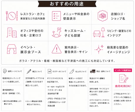 壁紙に貼れるカッティングステッカーを制作します 店舗・オフィス・ご自宅の壁面装飾に対応する専用シートで制作 イメージ2