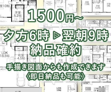 不動産広告のモノクロ間取図を作成します 翌日納品をお約束します。ご希望のデザインの間取図を作成します イメージ1