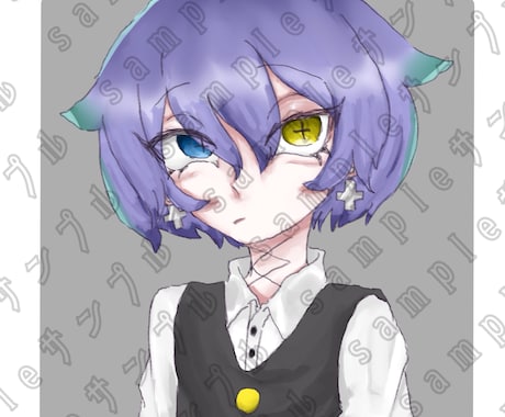 ダーク感のあるイラスト、アイコン作成します 選べる絵柄！等身高め〜ちびキャラまで イメージ2