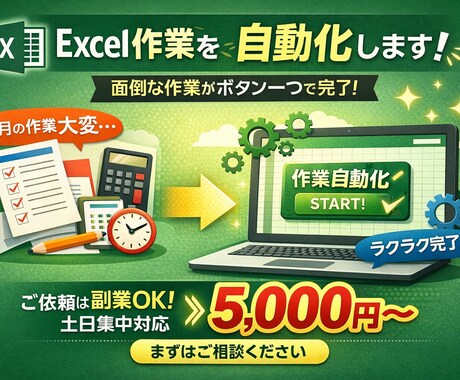 面倒なExcel作業をボタン1つにします 現役エンジニアがヒアリング重視で丁寧に対応させていただきます イメージ1