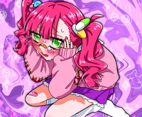 OCの可愛い1枚絵を描きます オリキャラを可愛くてポップなイラストにします！ イメージ2
