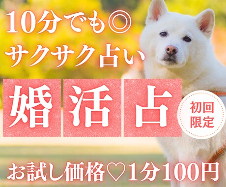 お試し10分でサクッと、あなたの“婚活”を占います 【7月末まで♡初回限定】1分200円→100円｜運命の人へ イメージ1