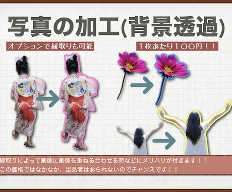 画像の背景を透明にします プロ仕様の画像編集ソフトのハイクオリティの画像編集 イメージ2