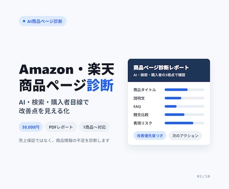 Amazon・楽天商品ページ診断します 商品情報の不足・競合との差・AIに伝わりにくい点をレポート化 イメージ1