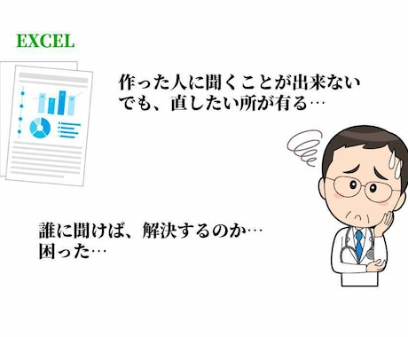 作成者が分からないExcel問題を解決します Excelの困ったを調査して対応します。 イメージ1