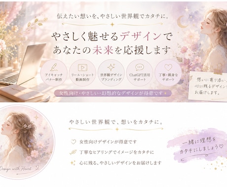 女性向けのやさしいヘッダー作ります 想いが伝わる世界観を丁寧に制作 イメージ1