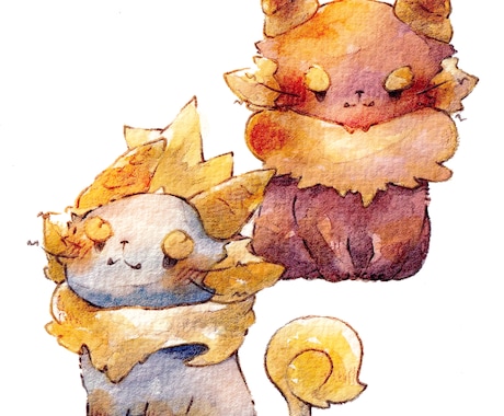 可愛い動物キャラクター、アイコンお描きします 水彩イラストでふんわり絵に仕上げます イメージ2