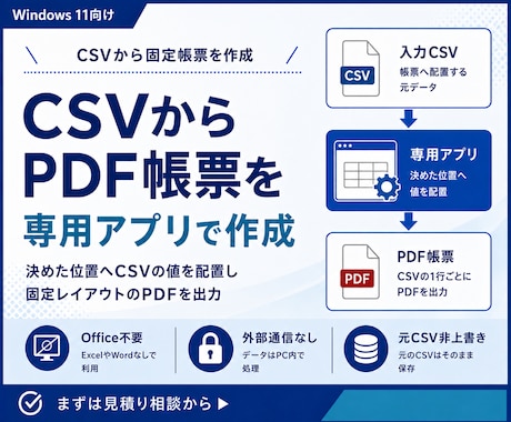 CSVから固定レイアウトのPDF帳票を作成します イメージ1