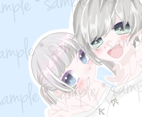 ご希望にそったペアイラストを描きます 腰上イラストを描いています！ご依頼者様のご希望を聞きます！ イメージ1