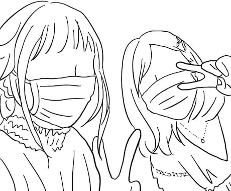 お持ちの写真などから、線画イラストを作成いたします 線画、カラー、モノクロ色付け、お好みの絵でお選びください イメージ1