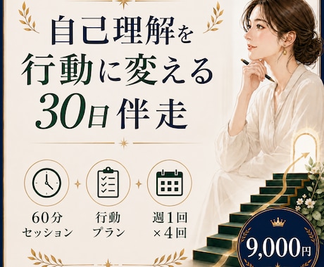 自己理解を行動に変える30日伴走をします 60分セッション＋行動プラン＋定期確認で、働き方の迷いを整理 イメージ1