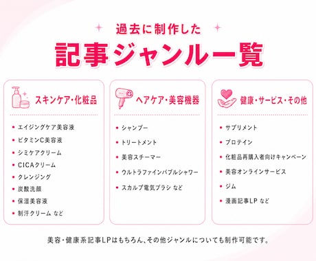 美容系記事LP｜読者の心をつかむ記事を制作します 制作実績８０件以上！記事の全体設計から完成まですべて対応可能 イメージ2