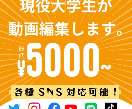 5000円～?! 現役大学生が動画編集します YouTubeやTikTokなどへの投稿用から編集まで イメージ1