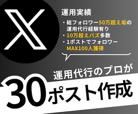 Xのポストを30個作成します AI×総フォロワー50万人超の運用経験を活かしてX支援 イメージ1