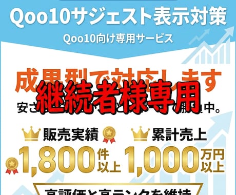 継続用 Qoo10サジェストを対応します 成果達成後の表示維持・再対応を行います イメージ1