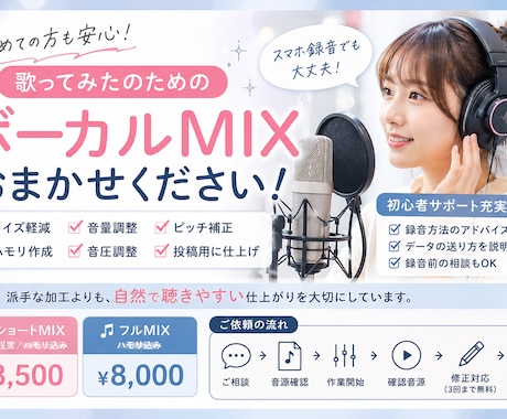 らしさを残す自然な歌ってみたミックスします イメージ1