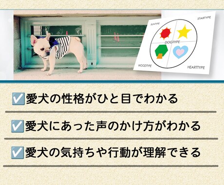 ドッグタイプコミュニケーション愛犬の性格診断します 愛犬に伝わりやすい指示の出し方、必要なしつけがわかります イメージ2