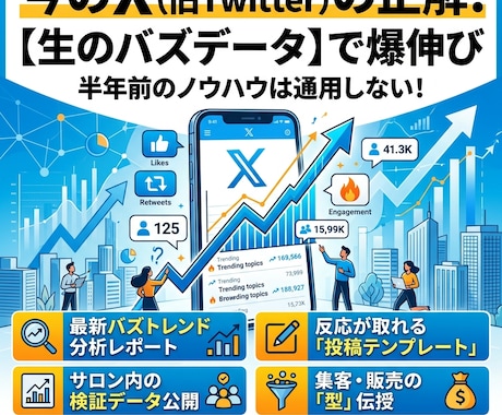 Xのプロが直伝！今バズるネタと検証データ提供します 今、本当に反応が取れるネタをあなたの運用にインストールします イメージ1
