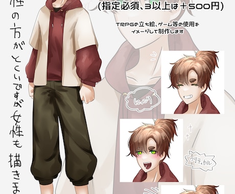 6～7等身のキャラクター立ち絵を制作します TRPGや自作ゲームに。最短一日で返せます。 イメージ2