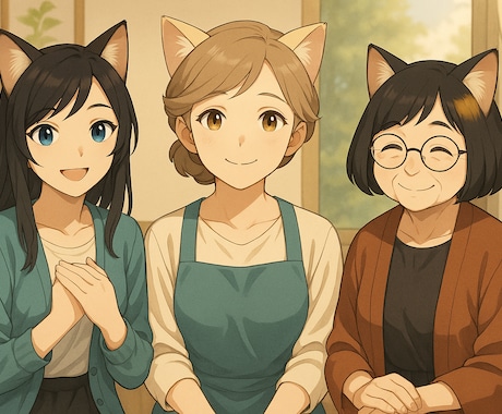 選べる3人で心も軽く♪猫耳家族があなたの話聞きます キャラ選択可・希望があればささやかなアドバイスもできます イメージ1