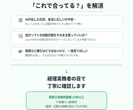 AI生成の経理資料を最終チェック！不安を解消します 個人事業主向けの経理サポート。テキストやデータのチェックを！ イメージ1