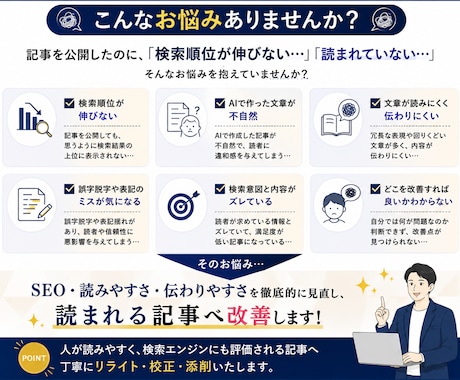 記事をリライトし、読まれる記事へ改善します SEO歴約10年｜記事のリライト・校正・添削を承ります イメージ2