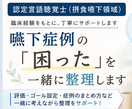 認定STが嚥下症例整理を支援します 摂食嚥下の悩みを一緒に整理します イメージ1