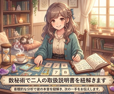 数秘術で二人の取扱説明書を紐解きます 客観的な分析で彼の本音を紐解き、次の一手をお伝えします。 イメージ1
