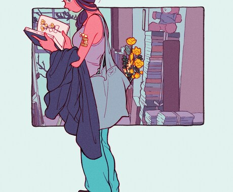 ローファイな女の子と植物のイラスト描きます 小説雑誌の扉絵経験あり。イマドキの人に響くローファイイラスト イメージ2