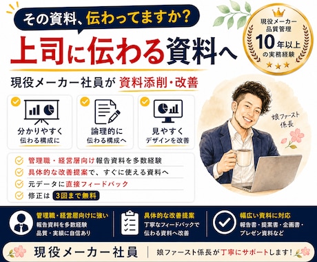 上司に"伝わる"報告資料・発表資料へ添削します イメージ1