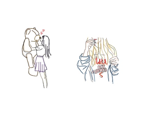 カラフルな線画お描き致します 最高の瞬間を鮮やかお残し致します!! イメージ2
