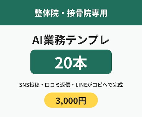 整体院・接骨院専用のAI業務テンプレ20本渡します イメージ1