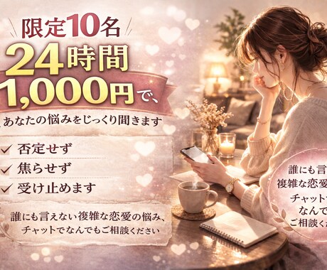既婚者との恋、不安・苦しい気持ちを聞きます 誰かにすぐ相談したい、そんなとき寄り添います。 イメージ1