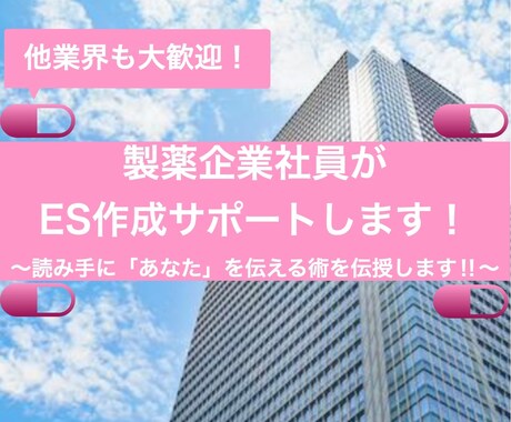 製薬企業の社員がES作成をサポートします 読み手に「あなた」を伝えるためのノウハウを伝授します‼︎ イメージ1