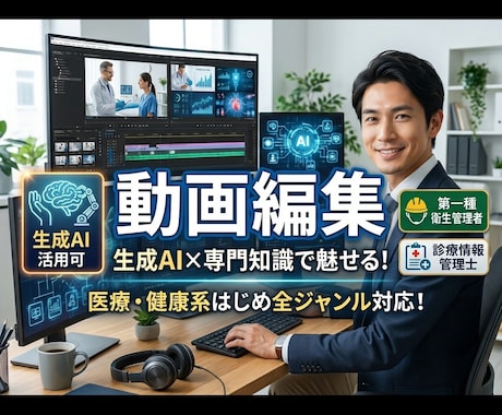 医療・健康系に強み　動画編集（AI利用可）承ります イメージ1