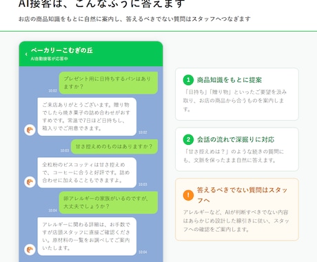 LINEのAI接客を毎月チューニングし運用します 月5千円から。会話ログを分析しAI接客を毎月賢く育てます イメージ2