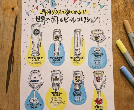 飲食店用、手描きのイラストや挿絵を描きます お料理やドリンクの写真を元に手描きイラストを描きます。 イメージ1