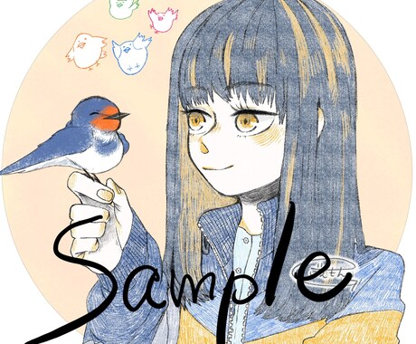 温かみのあるアイコンイラスト描きます 色鉛筆の優しい色味で印象的なアイコンヘッダーを描きます♪ イメージ1