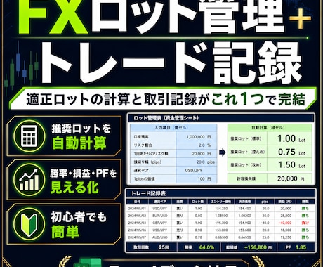 スマホ完結  FXロット計算と記録を提供します スマホの気軽さと自動計算の安心感がダブルで伝わります イメージ2